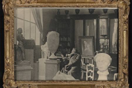 Rodin contemplating an antique in the studio at the Villa des Brillants in Meudon
